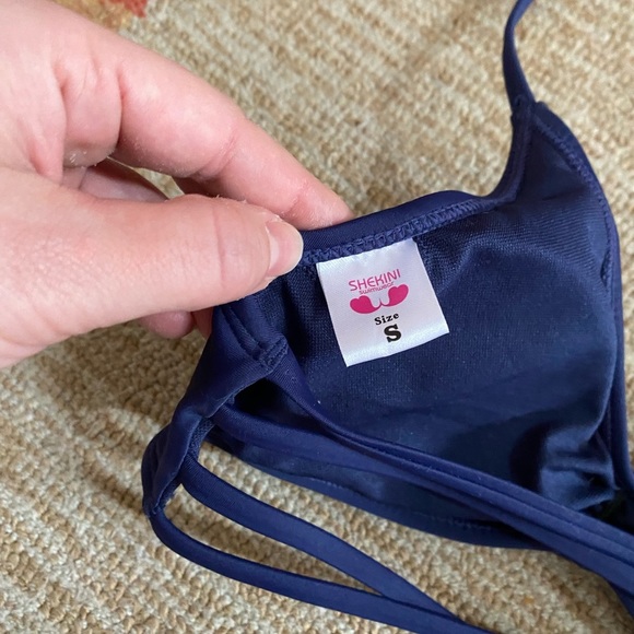 Shekini Ruched Halter Malibu Blue Bikini Top SIZE S - Picture 6 of 8